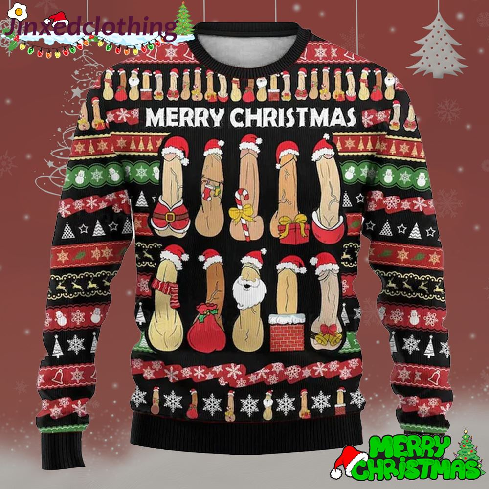 Dirty Ugly Cockmas Print Casual Sweatshirt Christmas Ugly Sweater 